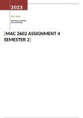 MAC 2602 ASSIGNMENT 4 SEMESTER 2 EXAM - QUESTIONS & ANSWERS &lpar;SCORED 97&percnt;&rpar; LATEST 2023