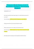 Primavera World History A Unit 5: Revolution Questions and Answers Graded A