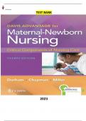 Davis Advantage for Maternal-Newborn Nursing Critical Components of Nursing Care 4th Edition by Connie Durham, Roberta Chapman, Linda Miller  - Complete Elaborated and Latest Test Bank. ALL Chapters(1-19) included and updated for 2023
