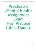 Psychiatric- Mental Health Assignment Exam Hesi Practice Latest Update 2023/2024