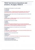 TEAS Test Science Questions and answers&period; 24 pages&comma; Rated A
