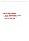 NSG 6020 3p Exam verified questions and answers, NSG 6020/ NSG6020 : Health Assessment, South University, Savannah