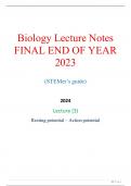 Biology Lecture Notes FINAL END OF YEAR 2023 (STEMer’s guide) 2024 Lecture (3) Resting potential – Action potential