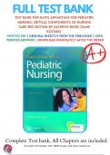 Test Bank for Davis Advantage for Pediatric Nursing: Critical Components of Nursing Care, 3rd Edition by Kathryn Rudd ,9781719645706 , All Chapters with Answers and Rationals 