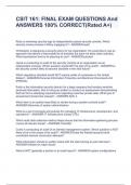 CSIT 161&colon; FINAL EXAM QUESTIONS And ANSWERS 100&percnt; CORRECT&lpar;Rated A&plus;&rpar;