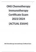 ONS Chemotherapy Immunotherapy Certificate Exam 2023/2024  (ACTUAL EXAM)
