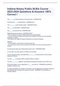 Indiana Notary Public IN&period;Biz Course  2023-2024 Questions & Answers 100&percnt; Correct &excl; 