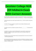 Excelsior College NUR 209 Midterm Exam With Correct Answers