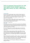 Week 12 assignment Transcript Interview with Sally Smith by timothy bednall&sol; responses to sally smith I human case study&sol; verified edition 2024