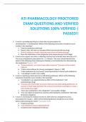ATI PHARMACOLOGY PROCTORED EXAM QUESTIONS AND VERIFIED  SOLUTIONS 100% VERIFIED |  PASSED!!
