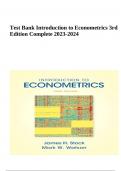 Test Bank Introduction to Econometrics 3rd Edition By James H. Stock & Mark W. Watson  Complete 2023-2024