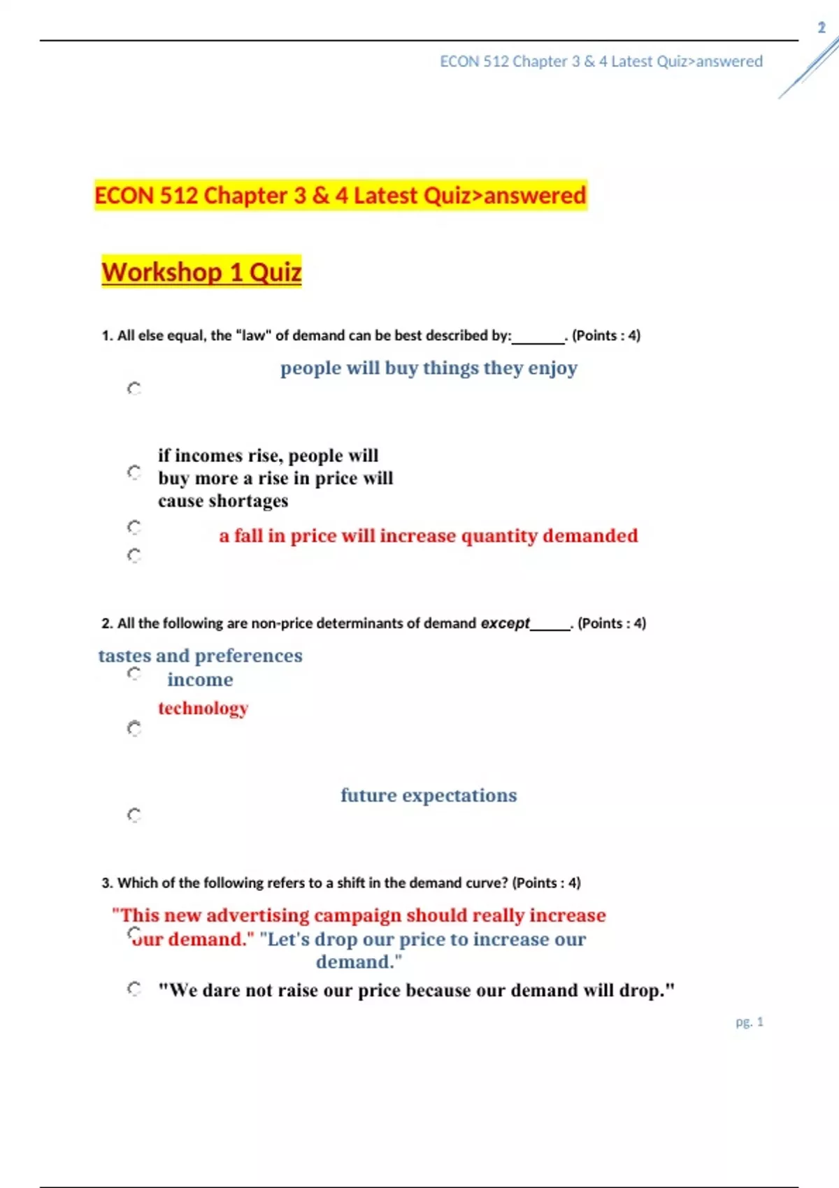 ECON 512 Chapter 3 & 4 Latest Quiz-answered. - AGNP BOARD - Stuvia US