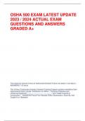 OSHA 500 EXAM LATEST UPDATE 2023 / 2024 ACTUAL EXAM QUESTIONS AND ANSWERS GRADED A+