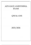ADVANCE ANESTHESIA EXAM QNS & ANS 20232024