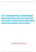 ATI FUNDAMENTALS PROCTORED  EXAM REATKE FOR 2020 REVISED  2023 REAL EXAM QUESTIONS WITH  VERIFIED EXPERT SOLUTIONS   COMPLETE SET 100%