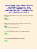 Midterm Exam: NR602/ NR 602 (2023/ 2024 Latest Update) Primary Care of the Childbearing and Childrearing Family Practicum Exam| 100% Correct Questions and Verified Answers (Grade A)