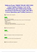 Midterm Exam: NR602/ NR 602 (2023/ 2024 Latest Update) Primary Care of the Childbearing and Childrearing Family Practicum Exam Review| Guide with 100% Correct Questions and Verified Answers ()