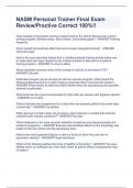 NASM Personal Trainer Final Exam Review&sol;Practive Correct 100&percnt;&excl;&excl;