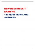 NEW HESI RN EXIT  EXAM NG 130 QUESTIONS AND  ANSWERS