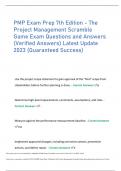 PMP Exam Prep 7th Edition - The  Project Management Scramble Game Exam Questions and Answers  (Verified Answers) Latest Update  2023 (Guaranteed Success)