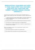 NRNP6645FINAL EXAM&sol;NRNP 6645 WEEK  11 FINAL EXAM LATEST 2023-2024 REAL EXAM WITH 300&plus; QUESTIONS AND  CORRECT ANSWERS&vert;AGRADE &lpar;WALDEN  UNIVERSITY&rpar;