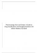 Pharmacology Clear and Simple- A Guide to Drug Classifications and DosageCalculations 3rd Edition Watkins Test Bank