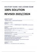 IHS STUDY GUIDE: HAD LICENSE EXAM 100% SOLUTION  REVISED 2023//2024
