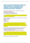 NURS 611 EXAM 3 PATHO REAL EXAM 2023- 2025 COMPLETE 281 QUESTIONS AND  CORRECT DETAILED ANSWERS WITH RATIONALES&vert;ALREADY GRADED A&plus; 