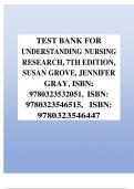 TEST BANK FOR UNDERSTANDING NURSING RESEARCH, 7TH EDITION, SUSAN GROVE, JENNIFER GRAY, ISBN: