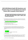 2023-HESI Mental Health RN Questions and  Answers from V1-V3 Test Banks from Actual  Exams 2023 Complete Guide Rated A+