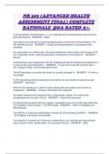 NR 509 (ADVANCED HEALTH ASSESSMENT FINAL) COMPLETE RATIONALE Q&A RATED A+