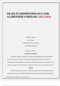 NR 283 PATHOPHYSIOLOGY FOR ALZHEIMER’S DISEASE (2023-2024