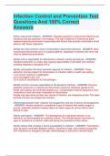 Infection Control and Prevention Test  Questions And 100&percnt; Correct  Answers