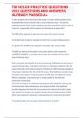 TBI NCLEX PRACTICE QUESTIONS  2023 QUESTIONS AND ANSWERS  ALREADY PASSED A&plus;