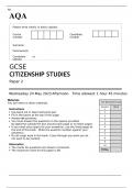 AQA GCSE CITIZENSHIP STUDIES Paper 1 and 2 JUNE 2023 QUESTION PAPERS AND MARK SCHEMES