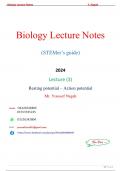  1 | P a g e Biology Lecture Notes (STEMer’s guide) 2024 Lecture (3) Resting potential – Action potential Mr. Youssef Nagah Biology Lecture Notes Y. Nagah 2 | P a g e