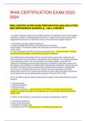 RHIA CERTIFICATION EXAM PREPARATION 2023-2024 CITED AND REFERENCED GRADED A&plus; 100&percnt; CORRECT
