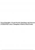 Texas Principles 1 Exam Practice Questions and Answers (VERIFIED) Latest Champions School of Real Estate.