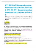 ATI RN VATI Comprehensive  Predictor 2023 Form A B AND  C ATI RN ATI Comprehensive  Predictor 2023 Form A B and  C