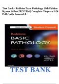 Test Bank - Robbins Basic Pathology 10th Edition Kymar Abbas 2023/2024 | Complete Chapters 1-24 | Full Guide Assured A+.