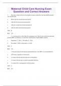 Maternal Child Care Nursing Exam  Question and Correct Answers