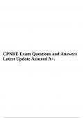 CPNRE Exam Questions and Answers Latest Update Assured A+.