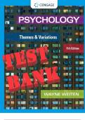 TEST BANK for Psychology: Themes and Variations11th Edition by Wayne Weiten  ISBN-10 0357374827, ISBN-13 978-0357374825.  All Chapters 1-15 in 615 Pages. 