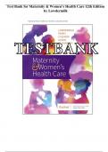 Test Bank for Maternity and Womens Health Care 12th Edition Lowdermilk|  All chapters | A+ COMPLETE GUIDE 2023