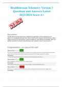 Healthstream Telemetry Version 3 Questions and Answers Latest 2023-2024 Score A&plus;&period;
