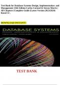 Test Bank for Database Systems Design, Implementation and Management 13th Edition Carlos Coronel & Steven Morris | All Chapters |Complete Guide (Latest Version 2023/2024) Rated A+.