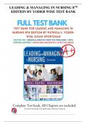 LEADING & MANAGING IN NURSING 8TH EDITION BY YODER WISE TEST BANK &vert; &lpar;SCORED A&plus;&rpar; Q&A EXPLAINED &vert; UPDATED 2023