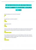 PE SEMESTER EXAM &lpar;BASKETBALL&rpar;  WITH CORRECT ANSWERS &vert; GRADED  A&plus; &vert; 2024