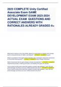 2023 COMPLETE Unity Certified Associate Exam GAME DEVELOPMENT EXAM 2023-2024 ACTUAL EXAM QUESTIONS AND CORRECT ANSWERS WITH RATIONALES ALREADY GRADED A+