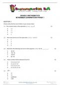 Grade 9 Mathematics (MATH) November Paper 1 and Memo - 2023